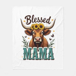 Vintage gesegnete Mama Highland-Kuh Sonnenblume We Fleecedecke