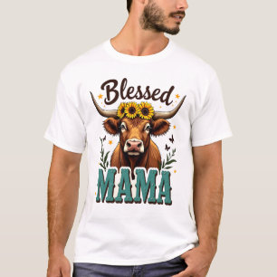 Vintage gesegnete Mama Highland-Kuh Sonnenblume We T-Shirt