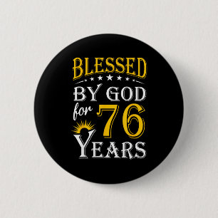 Vintage Gesegneter Gott Für 76 Schrift Kunst Button