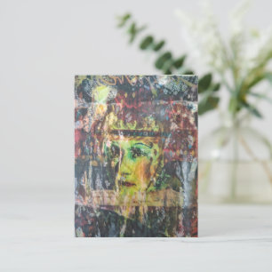 vintage Gesicht Grunge Mixed Media Collage Postkarte