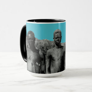 Vintage-Gesichter Afrikas Aquarell Schwarz-Weiß Tasse