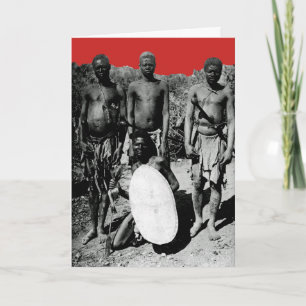 Vintage Gesichter Afrikas Wasserfarben Schwarz und Karte