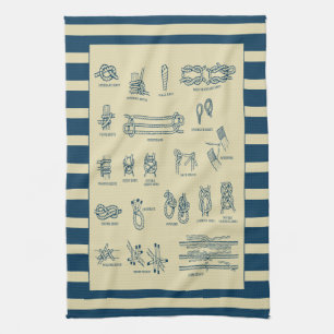 Vintage gestaltete Tabelle nautischer Knoten mit S Küchentuch