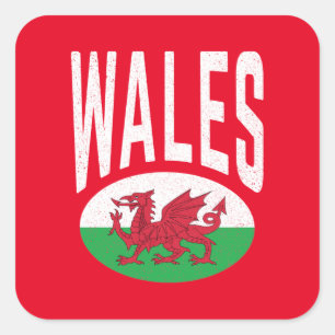 Vintage gestörte Wales Cymraeg Cymru Proud Welsh Quadratischer Aufkleber