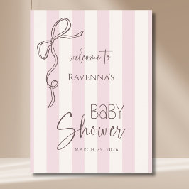 Vintage gestreifte Malvenfarbe-Baby-Shower-Willkom Poster