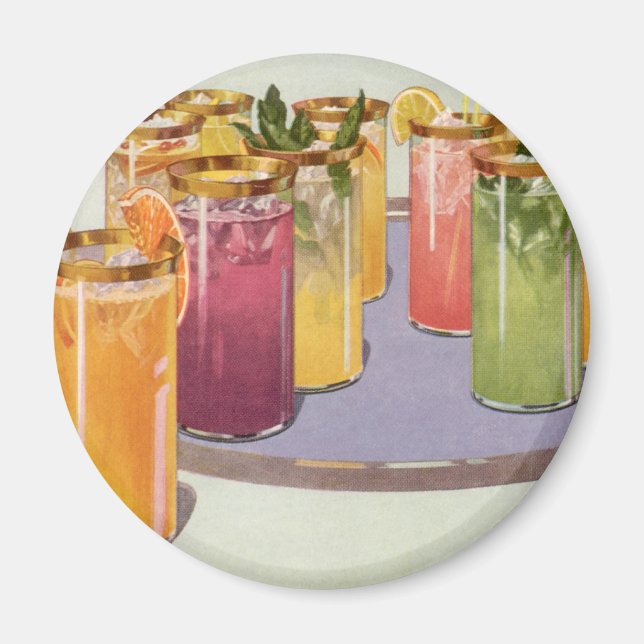 Vintage Getränke, Getränke mit Eiskuben auf einem  Magnet (Vorne)