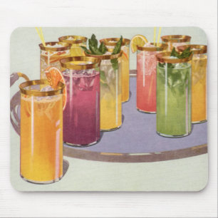 Vintage Getränke, Getränke mit Eiskuben auf einem  Mousepad