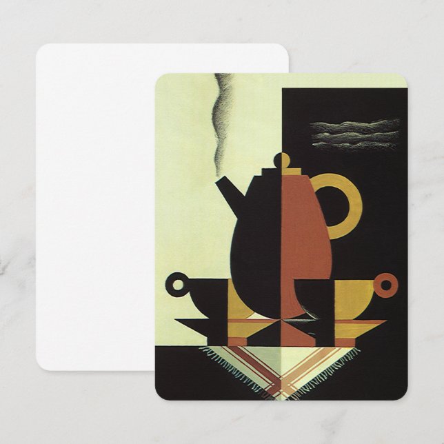 Vintage Getränke, Kaffee-Tee mit Cups Einladung (Vorne/Hinten)