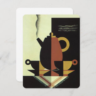 Vintage Getränke, Kaffee-Tee mit Cups Einladung