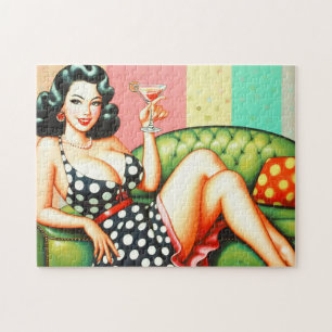 Vintage-Getränkemädchen Puzzle