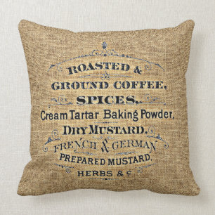 Vintage-Getreidesack-Stil-Supermarkt-Schild Jute Kissen