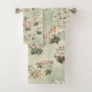 Vintage Gewänder und Weihnachtsgrüße Badhandtuch Set