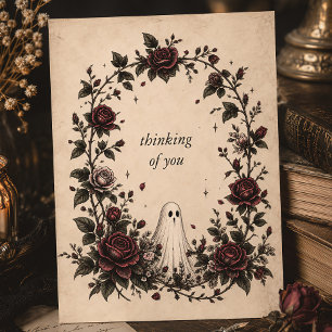 Vintage Ghost Rose In Gedanken an Dich Feiertagskarte