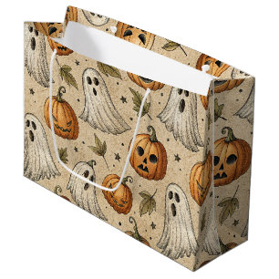 Vintage Ghosts & Pumpkins Halloween-Muster Große Geschenktüte