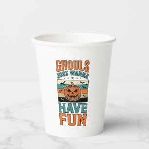 Vintage Ghouls wollen nur Spaß Halloween-Shirt Pappbecher
