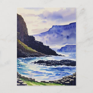 Vintage Giants Causeway Antrim-Küste Aquarell Postkarte