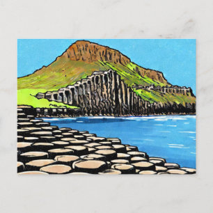 Vintage Giants Causeway Antrim-Küste Aquarell Postkarte