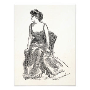 Vintage Gibson Girl Edwardian Retro-Frauenporträt Fotodruck