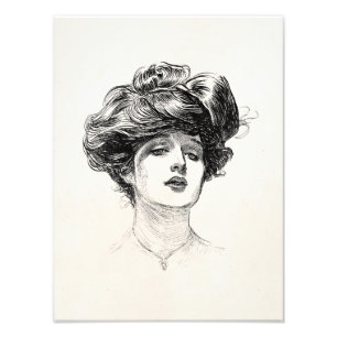 Vintage Gibson Girl Edwardian Retro-Frauenporträt Fotodruck