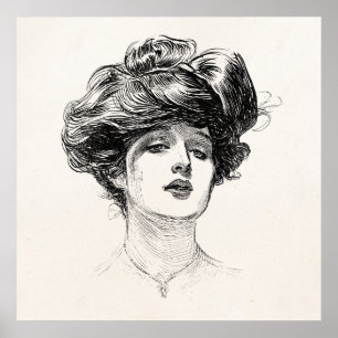 Vintage Gibson Girl Edwardian Retro-Frauenporträt Poster