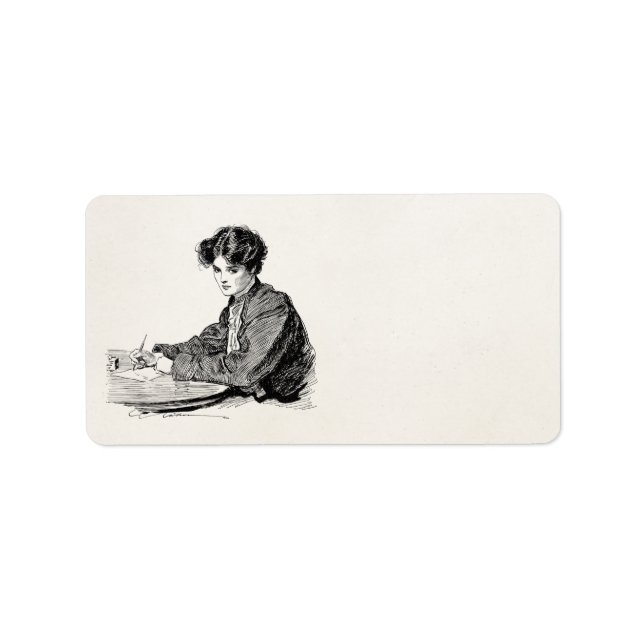 Vintage Gibson Girl Edwardian Woman WritLetter Adressaufkleber (Vorne)