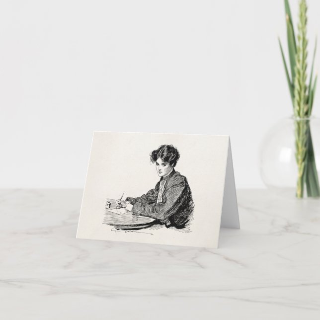 Vintage Gibson Girl Edwardian Woman WritLetter Karte (Vorderseite)