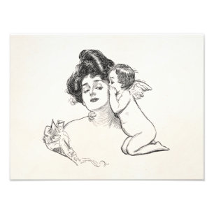 Vintage Gibson Girl Edwardianische Frau Baby Cheru Fotodruck