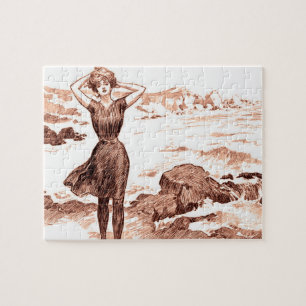 Vintage Gibson Girl Strand Meerjungfrau Badeanzug- Puzzle