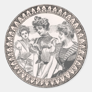 Vintage Gibson Girls Antique Illustration Runder Aufkleber