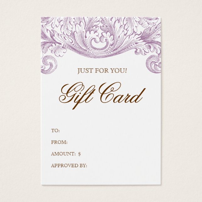Vintage Gift Card Spring Lila Acanthus (Vorderseite)