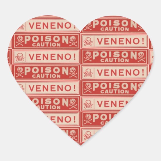 Vintage Giftmarkierungen Herz-Aufkleber (Vorderseite)