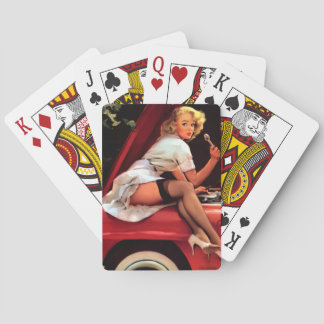 Vintage Gil Elvgren Retro Auto Mechaniker Pin Up M Spielkarten