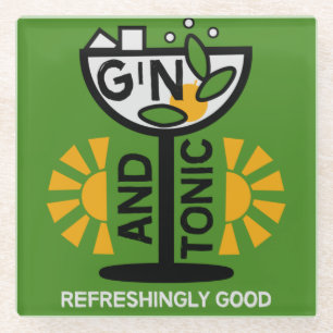 Vintage Gin- und Tonkunst Glasuntersetzer