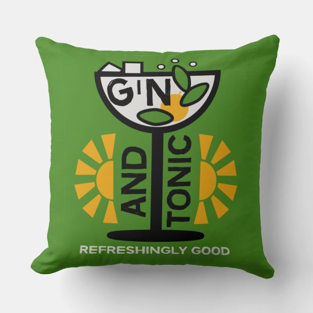 Vintage Gin- und Tonkunst Kissen (Vorderseite)
