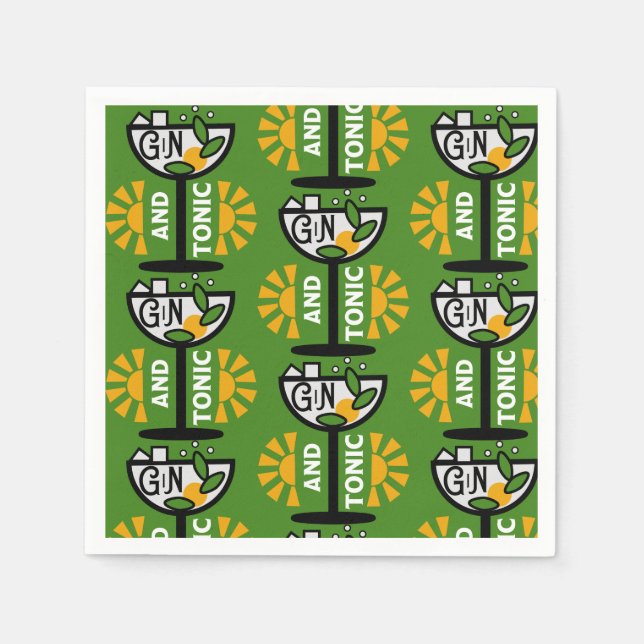 Vintage Gin- und Tonkunst Serviette (Vorderseite)