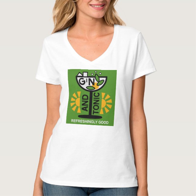Vintage Gin- und Tonkunst T-Shirt (Vorderseite)