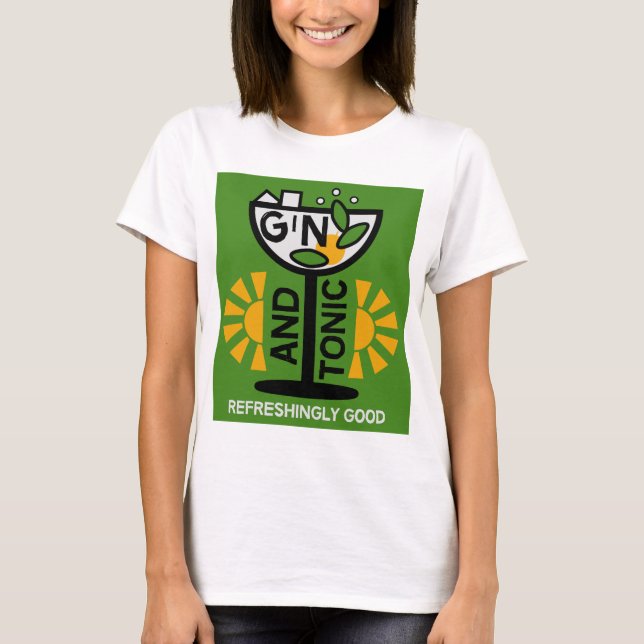 Vintage Gin- und Tonkunst T-Shirt (Vorderseite)
