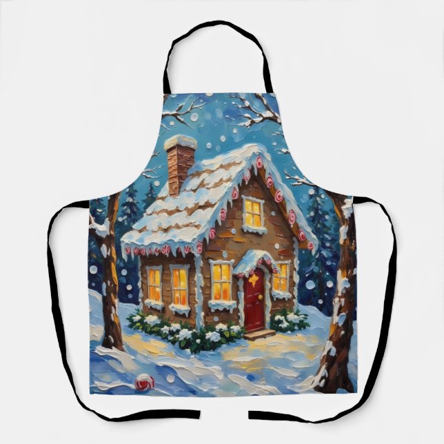 Vintage Gingerbread House in Enchanted Winter Schürze (Vorderseite)