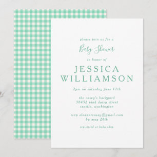 Vintage-Gingham-Kariert in Mintgrün Baby Shower Einladung