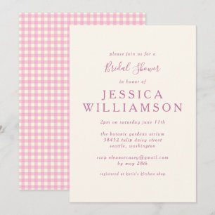 Vintage-Gingham-Kariert in Rosa Brautparty Einladung