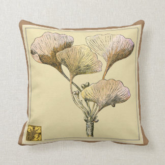 Vintage Ginkgo Biloba Blätter Kissen