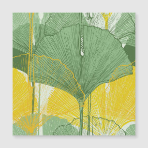 Vintage Ginkgo Biloba: Tropische Blätter Magnetkarte