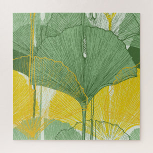 Vintage Ginkgo Biloba: Tropische Blätter Puzzle
