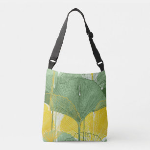 Vintage Ginkgo Biloba: Tropische Blätter Tragetaschen Mit Langen Trägern