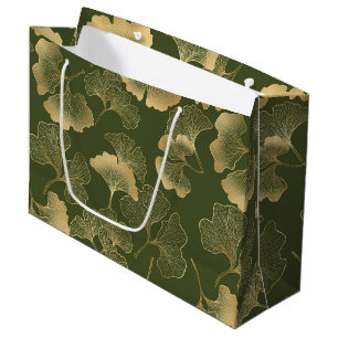 Vintage Ginkgo-Blattmuster Große Geschenktüte