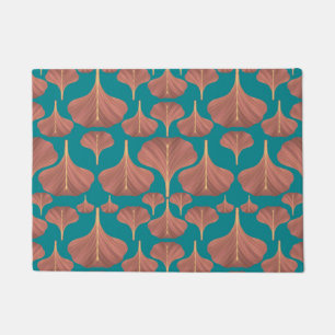 Vintage-Ginkgo-Teal-Blumenmuster Fußmatte