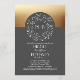 Vintage Gipskraut Wath Gold-Engagement-Partei Einladung