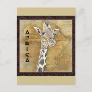 Vintage Giraffe Africa Travel Map Postkarte