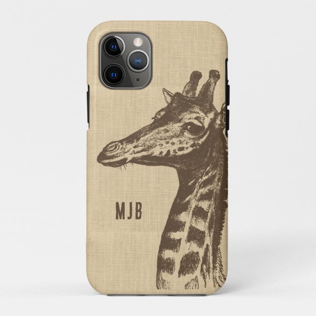 Vintage Giraffe Illustration Personalisiert Case-Mate iPhone Hülle (Rückseite)