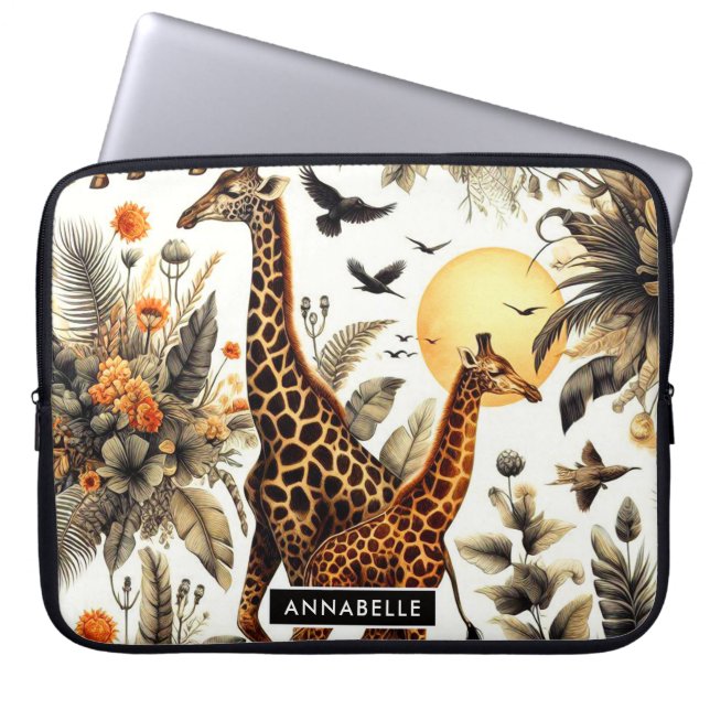 Vintage Giraffe Laptopschutzhülle (Vorderseite)